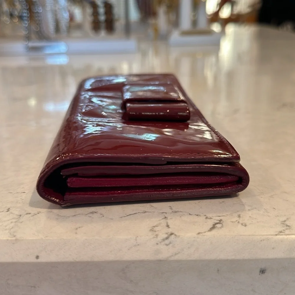 Miu Mui red patent leather continental wallet